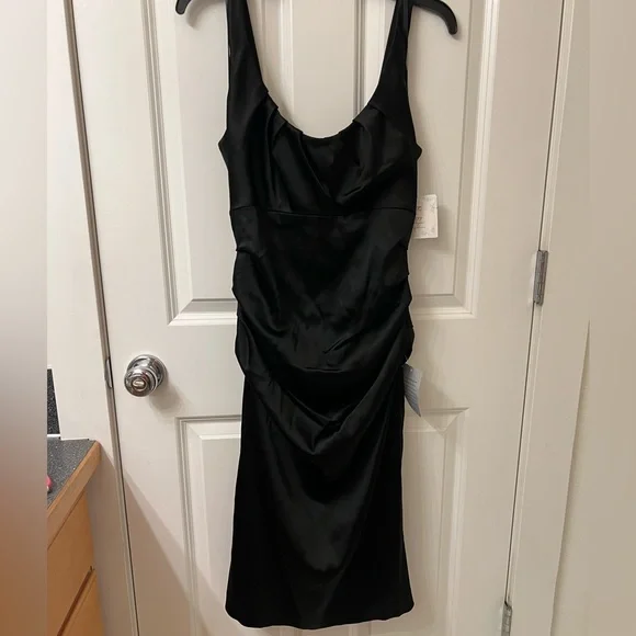 suzi chin silk dress Suzi Chin for Maggy Boutique | Dresses | Nwt Suzi Chin For Maggie Boutique  Black Satin Ruched Dress Size
